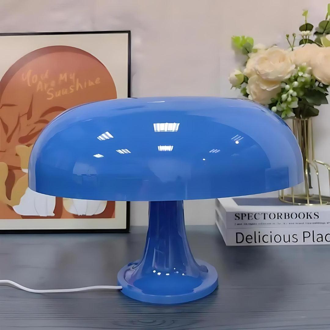 blue mushroom lamp in the living room