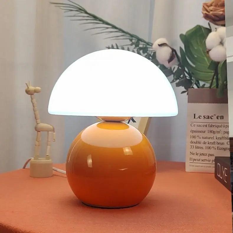 Orange cream lampshade on the table