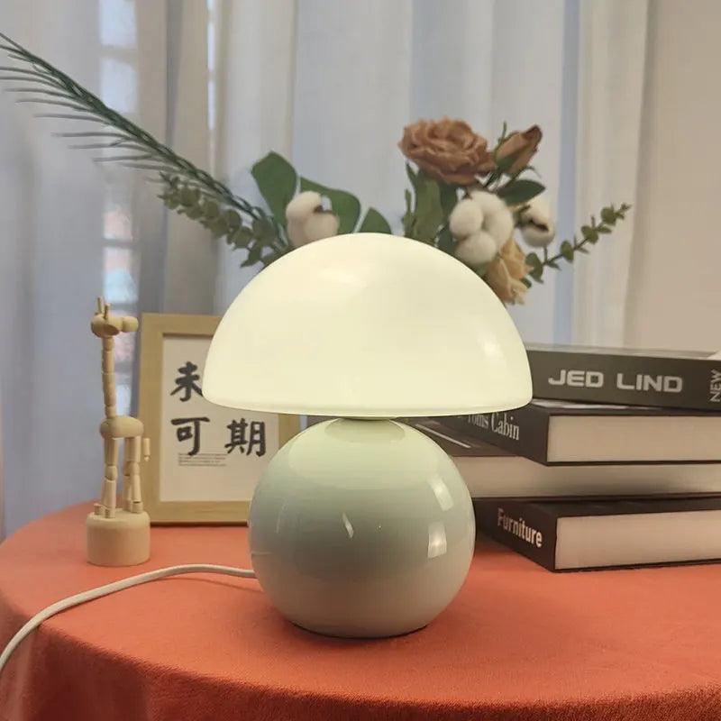 Grey cream lampshade on the table